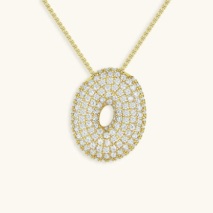 Elegant Bubble Initial Diamond Look Necklace