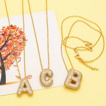 Bubble Zirconia Initial Necklace
