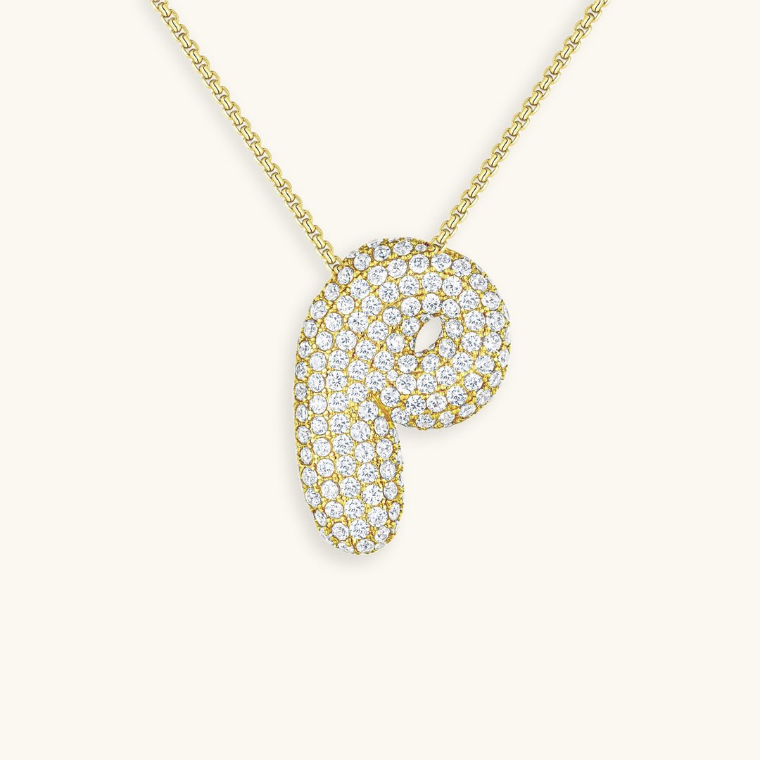 Elegant Bubble Initial Diamond Look Necklace