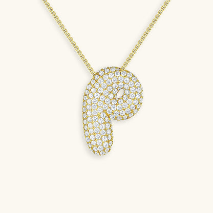 Elegant Bubble Initial Diamond Look Necklace