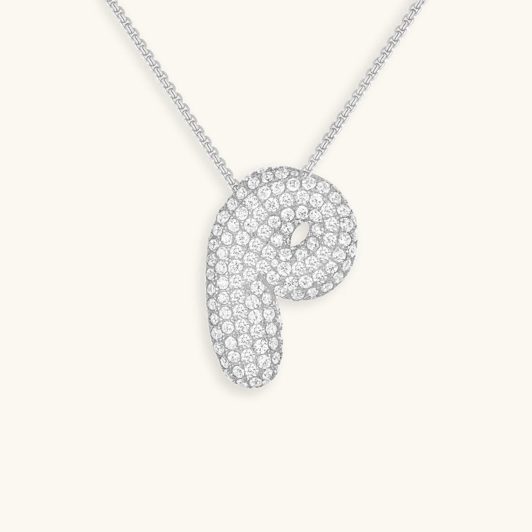 Elegant Bubble Initial Diamond Look Necklace
