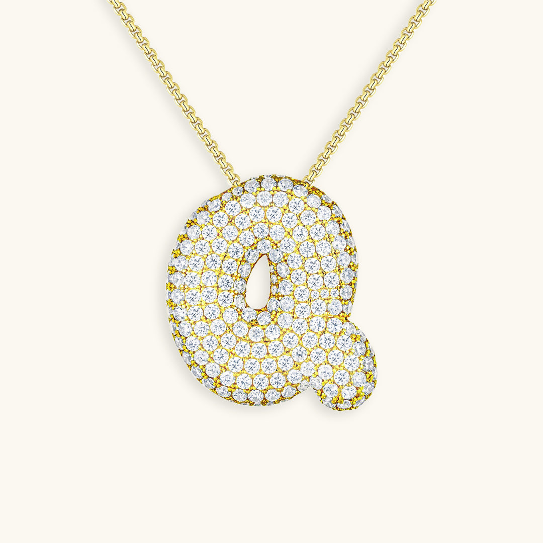 Elegant Bubble Initial Diamond Look Necklace