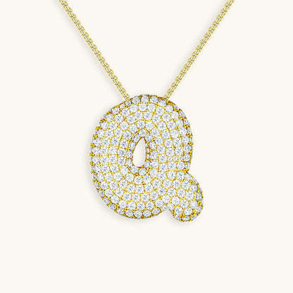 Elegant Bubble Initial Diamond Look Necklace