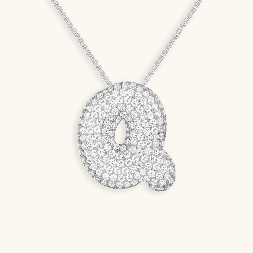Elegant Bubble Initial Diamond Look Necklace
