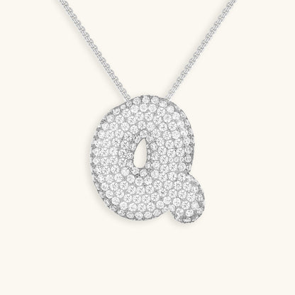 Elegant Bubble Initial Diamond Look Necklace