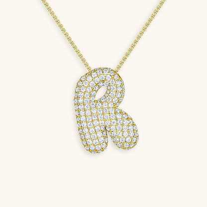 Elegant Bubble Initial Diamond Look Necklace