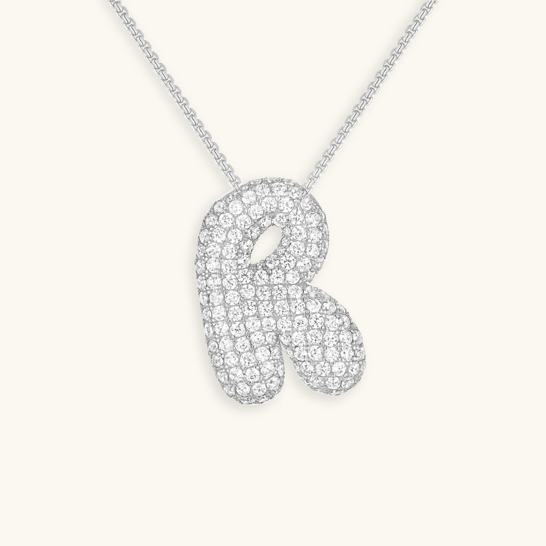 Elegant Bubble Initial Diamond Look Necklace