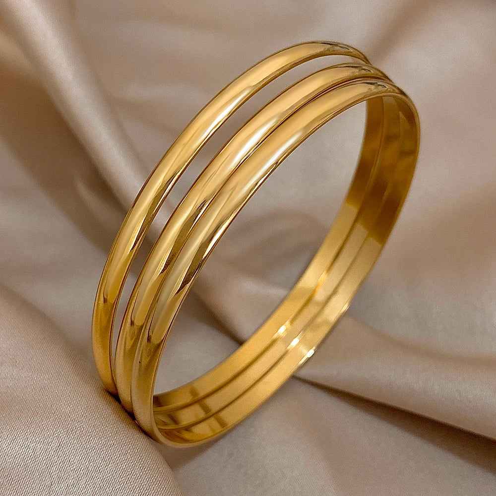 Glossy Stackable Bangle Bracelet Set