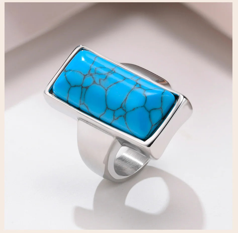 Turquoise Nature Stone Statement Ring