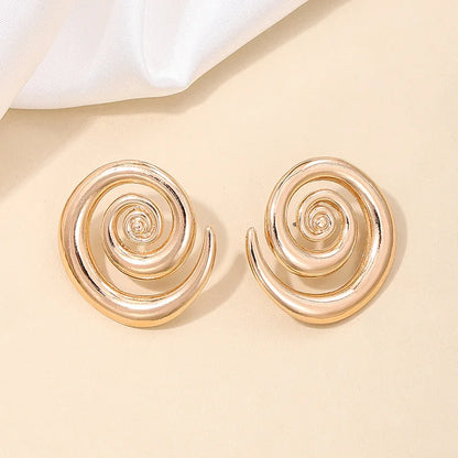 Exaggerated Hollow Spiral Geometric Stud Earrings