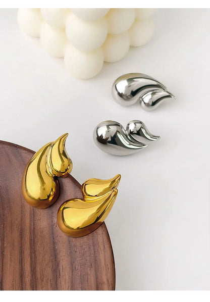 Double Layered Water Drop Stud Earrings