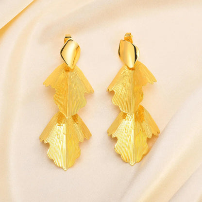 Geometric Leaf Dangle Earrings