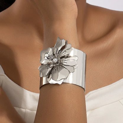 Bold Floral Wide Cuff Bracelet