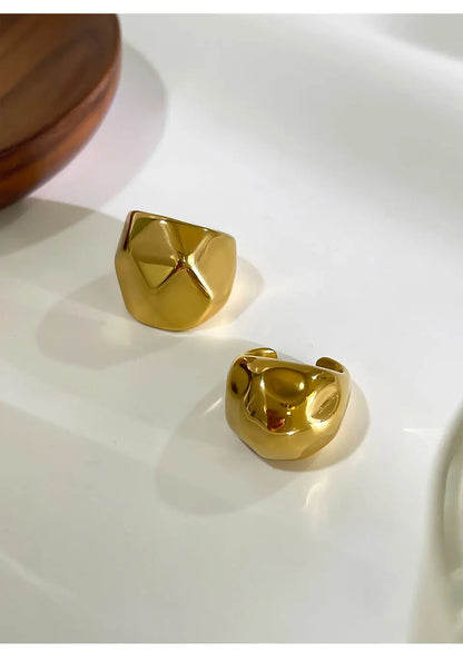 Textured Geometric Dome Ring