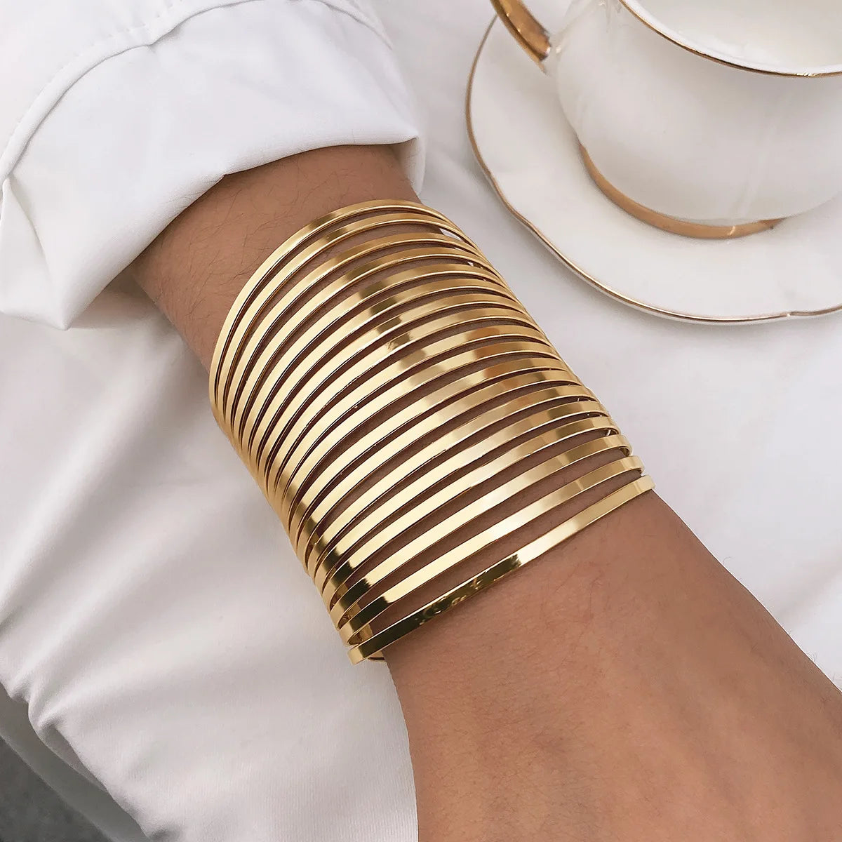 Bold Hollow Cuff Bangle