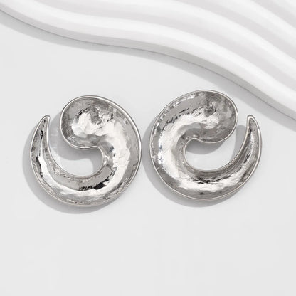Vintage Geometric Metal Stud Earrings