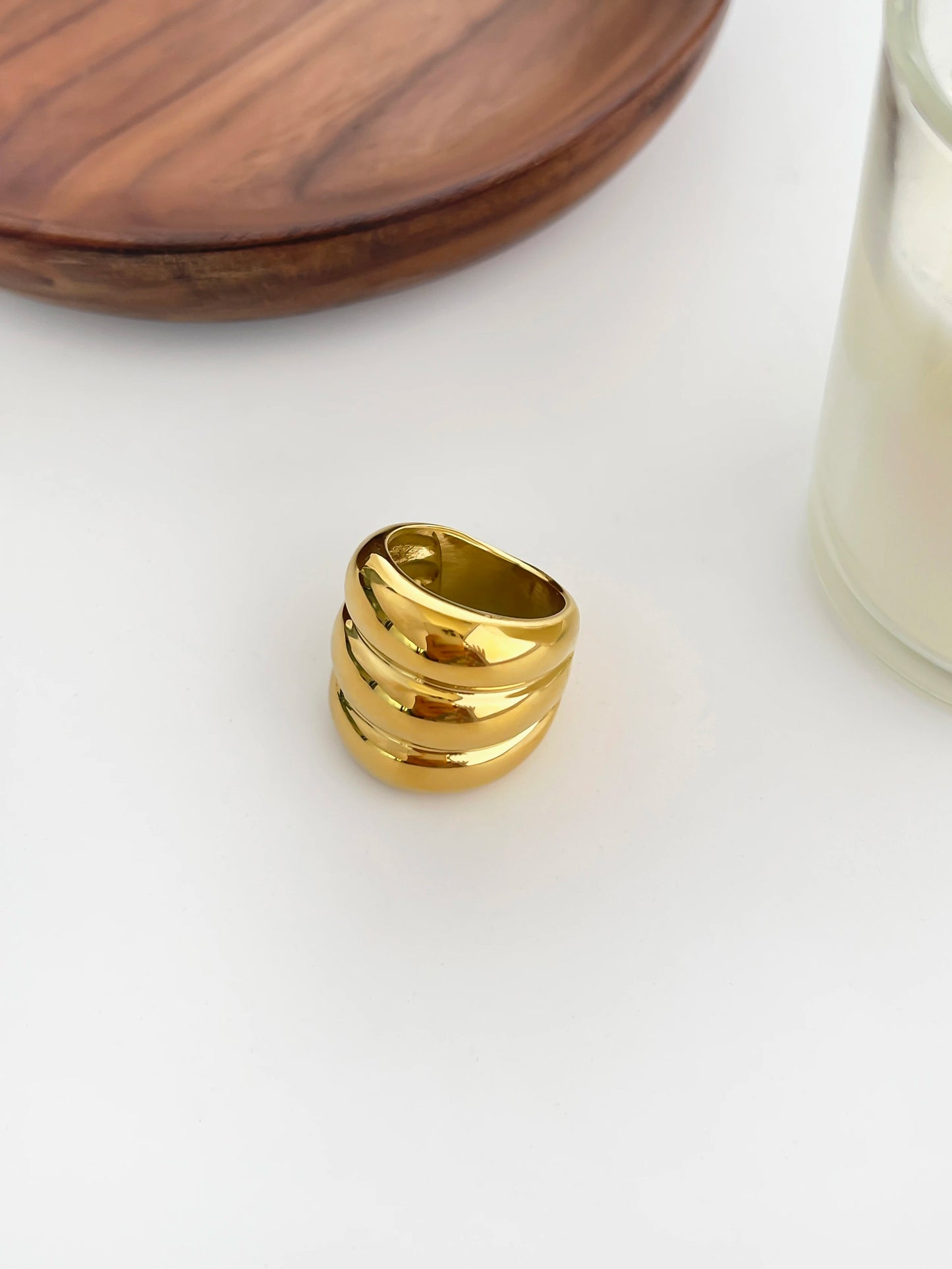 Chunky Triple-Tone Dome Ring