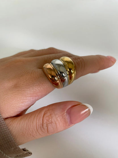 Chunky Triple-Tone Dome Ring