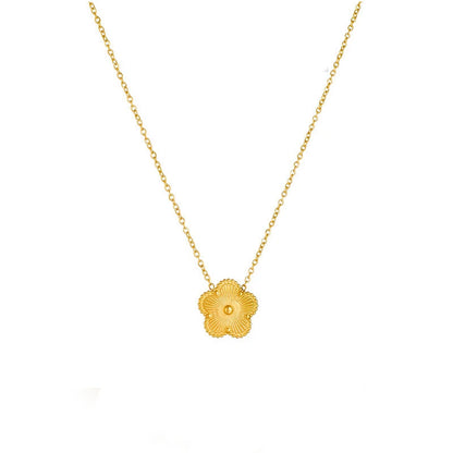 Five-Petal Double-Sided Pendant Necklace