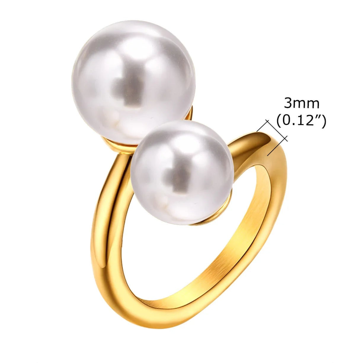 Bypass Cuff Ring with Simulated Pearl