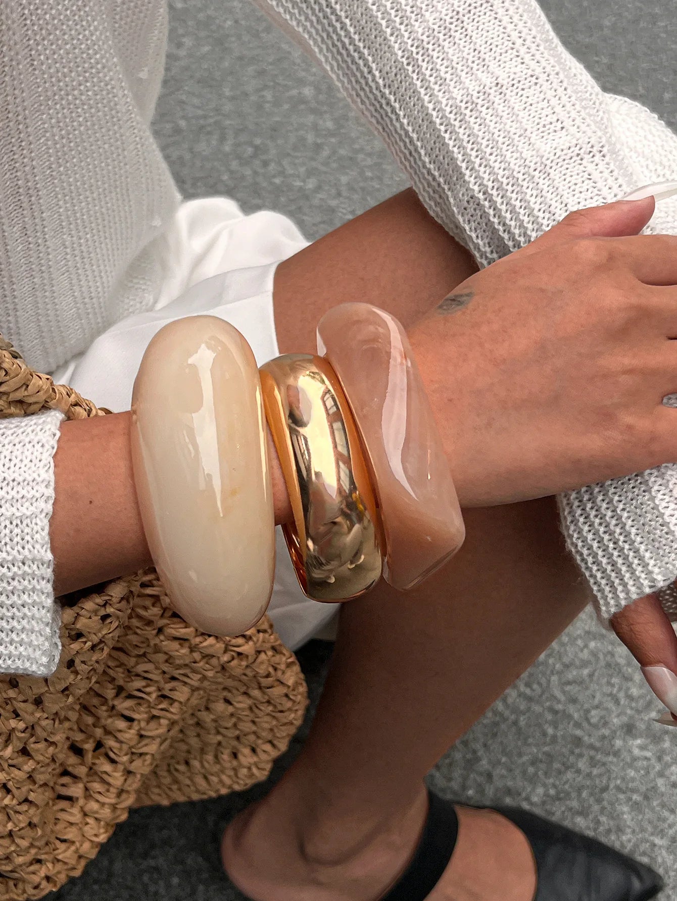 Bold Resin and Metal Cuff Bangles