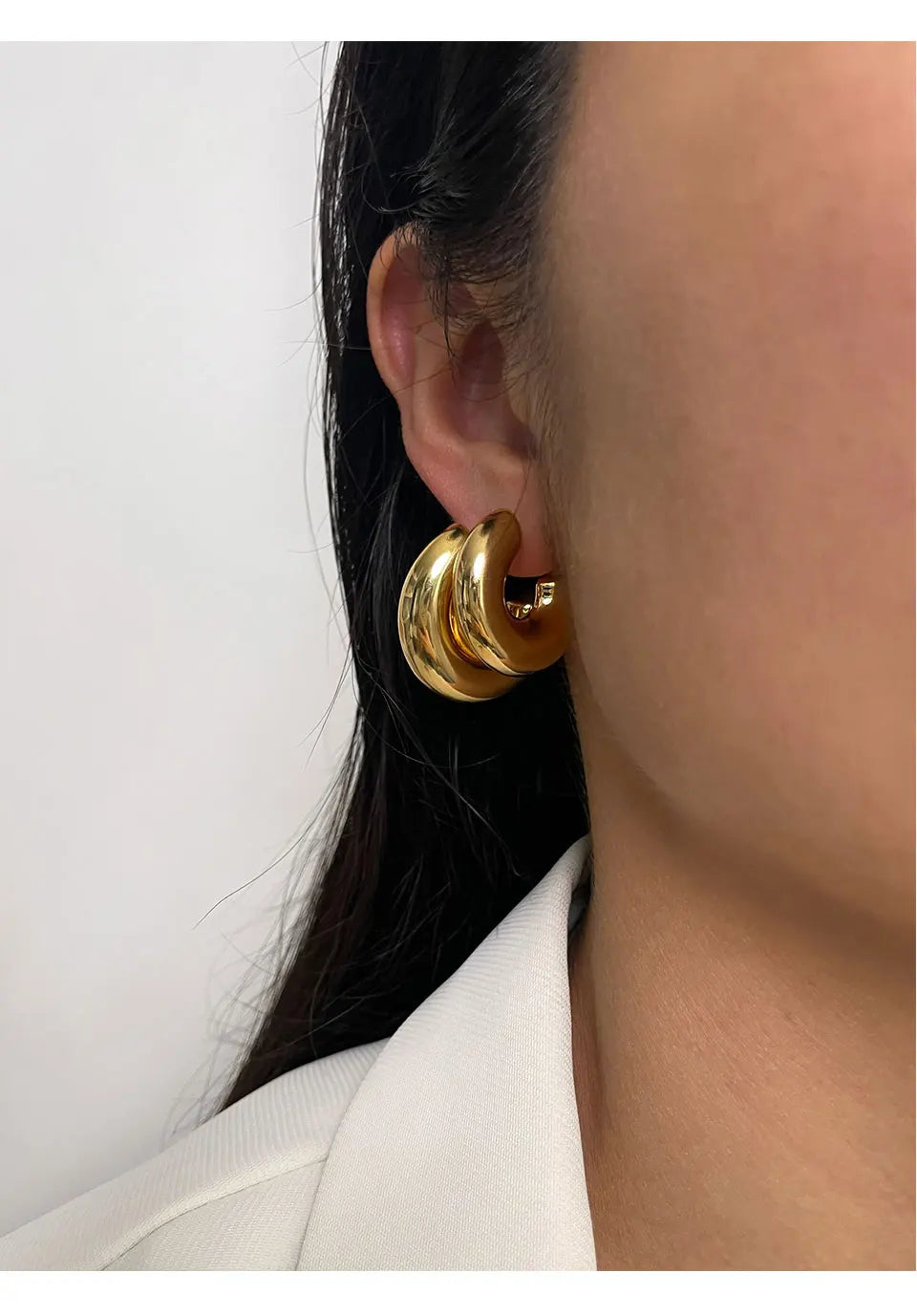 Bold C-Shape Hoop Earrings