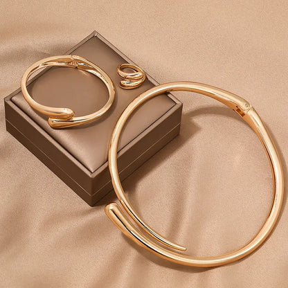 Bold Geometric Necklace & Bangle Set