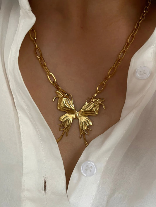 Statement Butterfly Pendant Necklace