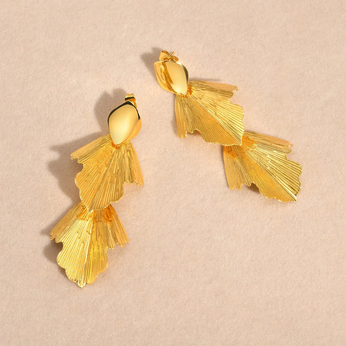 Geometric Leaf Dangle Earrings