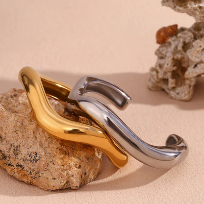Modern Yellow Tone Cuff Bracelet