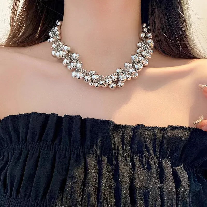 Elegant Pearl Bead Choker Necklace