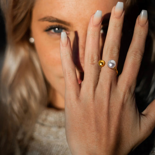Modern Bypass Pearl Cuff Ring