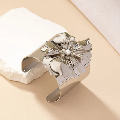 Bold Floral Wide Cuff Bracelet