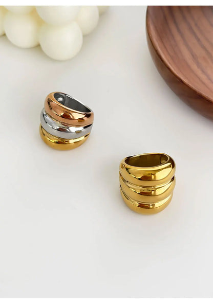 Chunky Triple-Tone Dome Ring