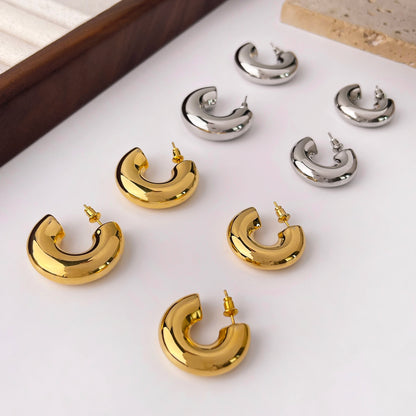 Bold C-Shape Hoop Earrings