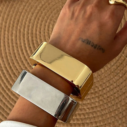 Bold Square Geometric Wide Cuff Bangle