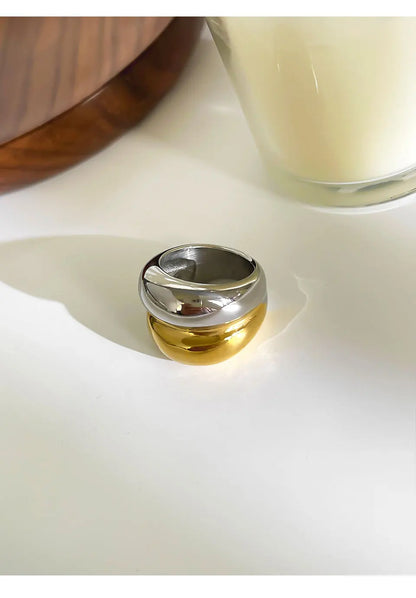 Bold Two-Tone Dome Ring
