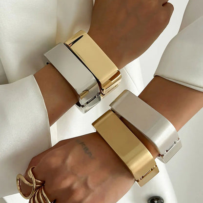 Bold Square Geometric Wide Cuff Bangle