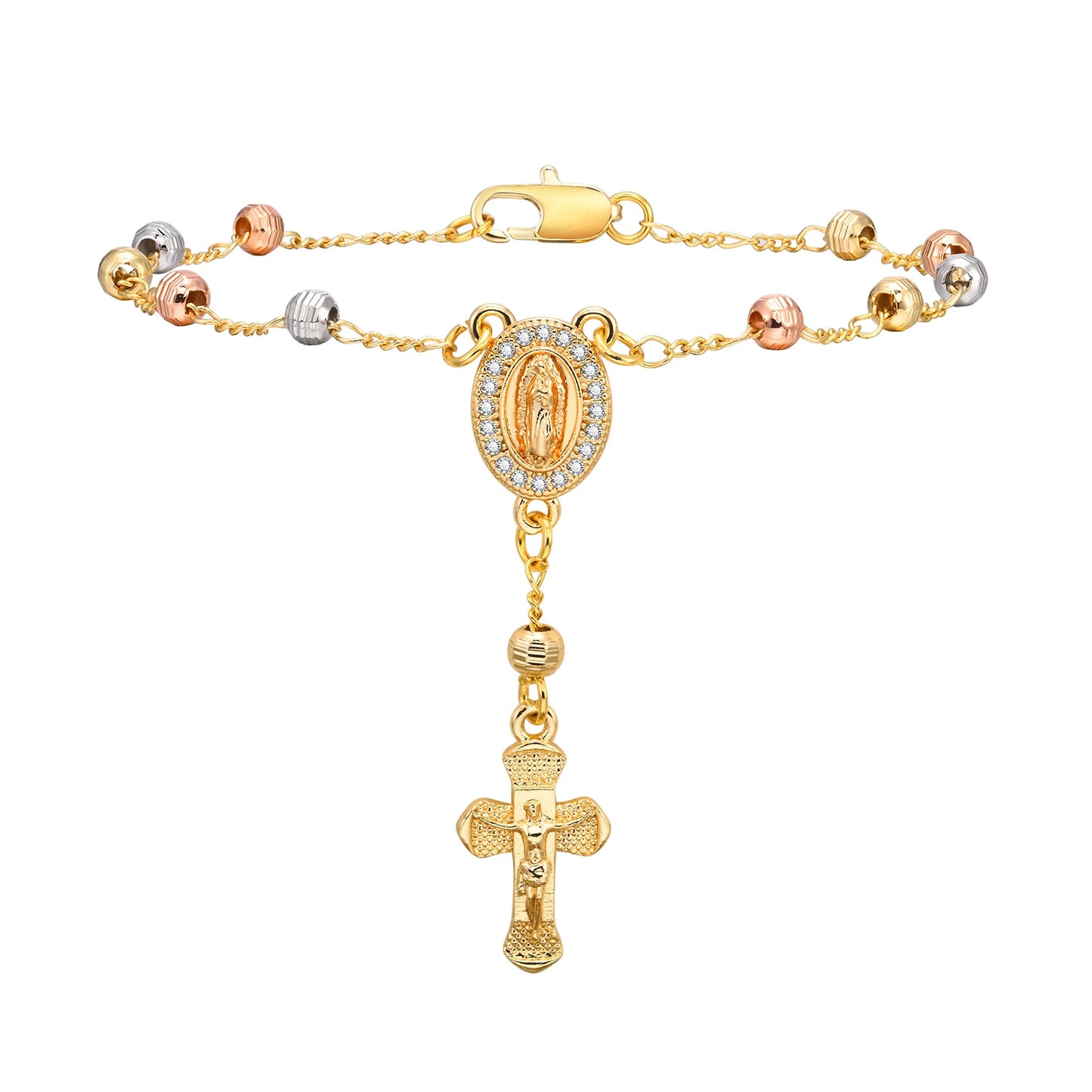 Rosary Bead Cross Bracelet