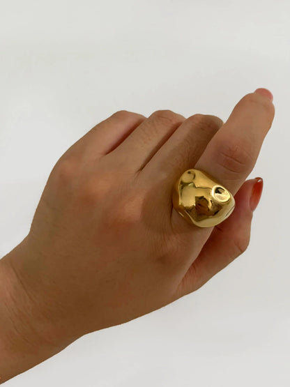 Textured Geometric Dome Ring