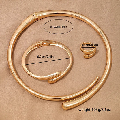 Bold Geometric Necklace & Bangle Set