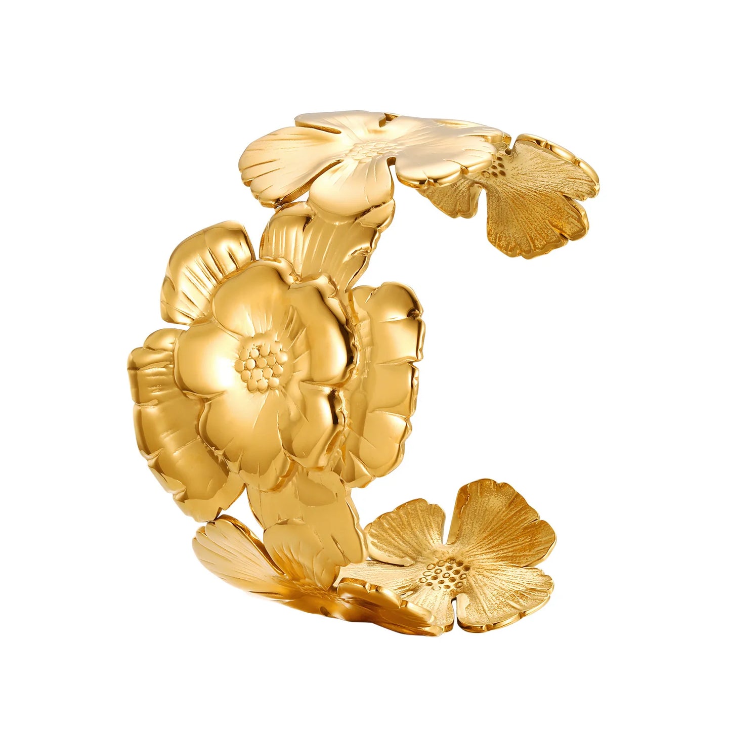 Chunky Floral Cuff Bangle Bracelet