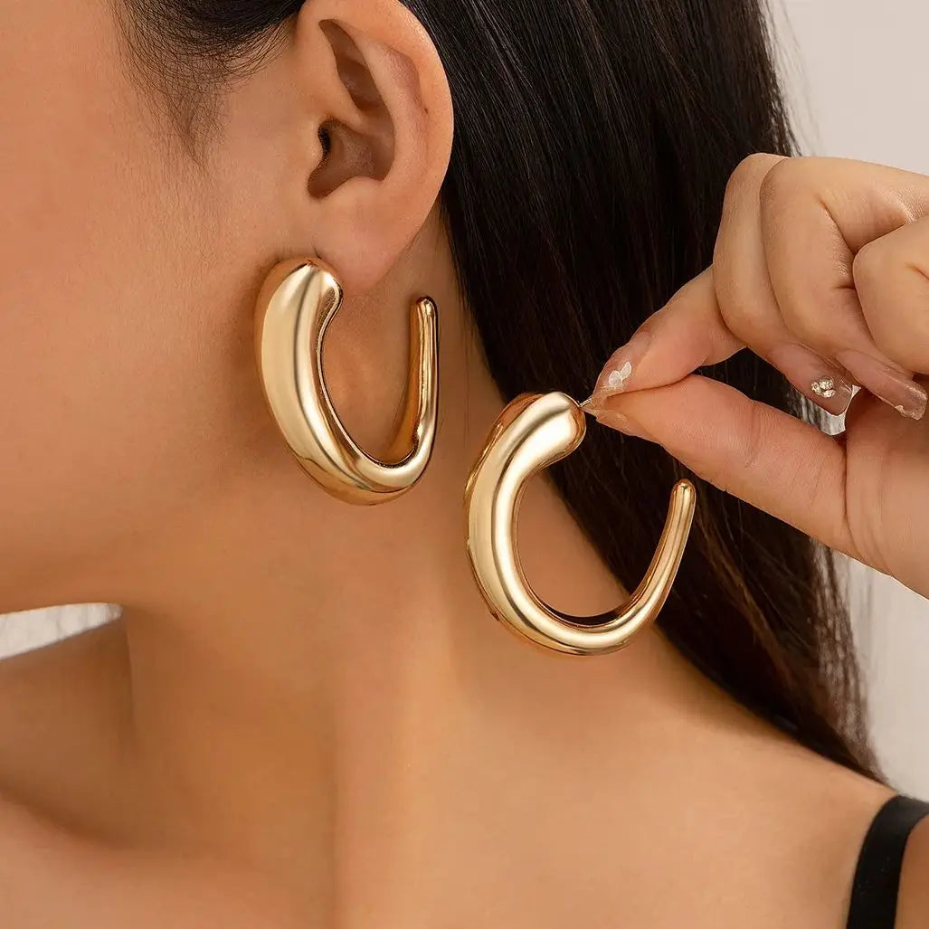 Vintage Geometric Metal Stud Earrings