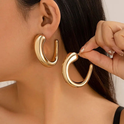Vintage Geometric Metal Stud Earrings