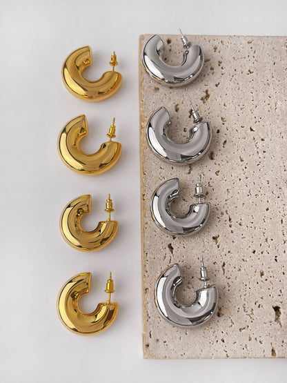 Bold C-Shape Hoop Earrings