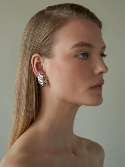 Double Layered Water Drop Stud Earrings
