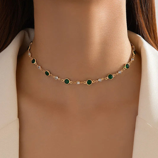 Vintage Green Zircon Choker