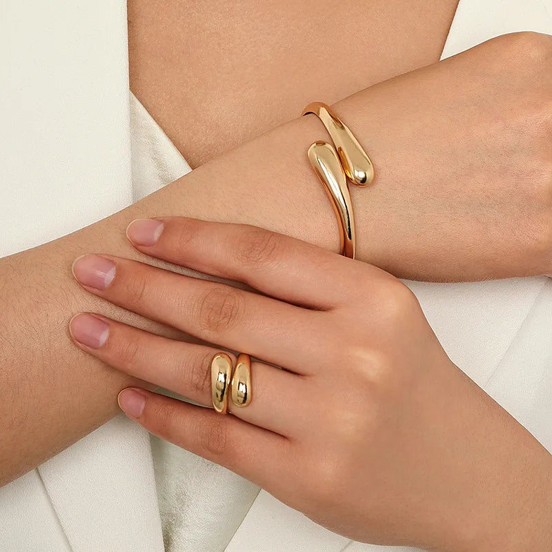Bold Geometric Necklace & Bangle Set