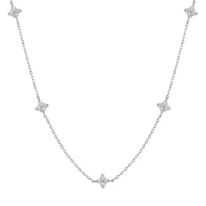 Four-Leaf Flower Zircon Inlay Choker Necklace