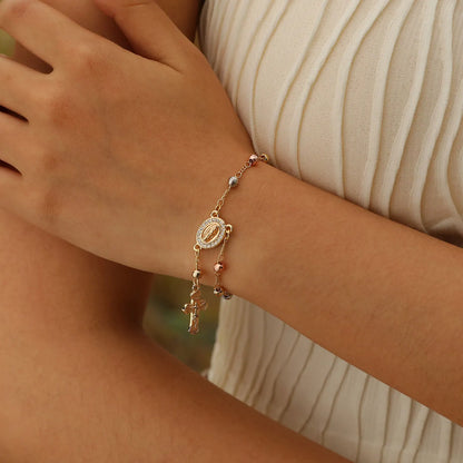Rosary Bead Cross Bracelet